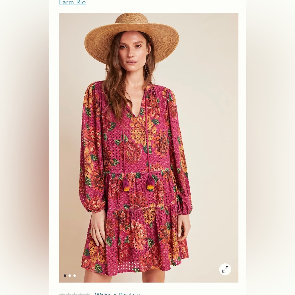 Farm Rio Eyelet Tiered Tunic NWOT Pink Yellow Orange Green